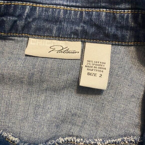 Chico's Platinum snap closure denim jacket, size 2/12 - Picture 4 of 4